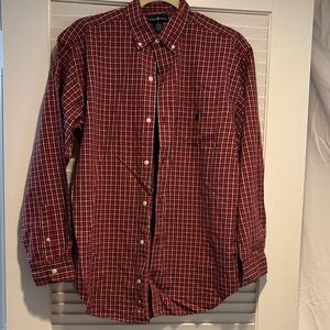 Ralph Lauren Red and White Plaid Button-Down Shirt Boys size XL